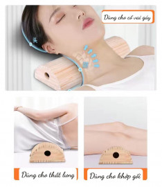 Gối moxibustion gỗ kèm 54 viên moxa ngải cứu giảm đau nhức cổ vai gáy